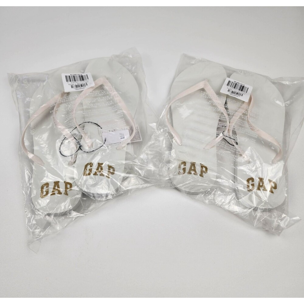 GAP NWT Womens Flip Flops 2 Pack White Size 10 Comfort Sandals Beach Casual